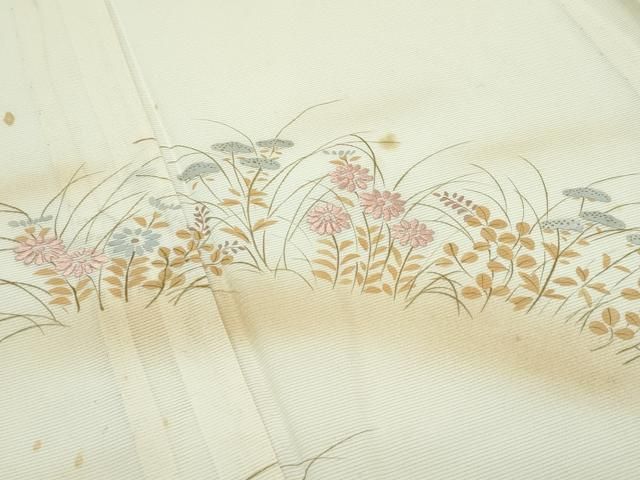 平和屋着物＊夏物 訪問着 絽 刺繍 草花文 暈し染め 金彩 正絹 逸品