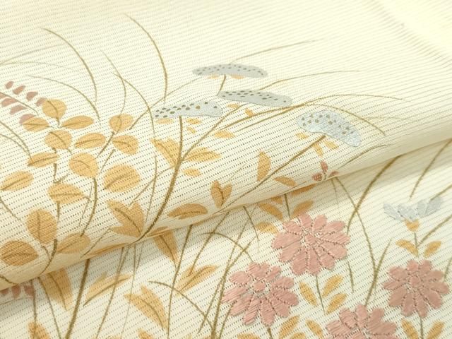 平和屋着物＊夏物 訪問着 絽 刺繍 草花文 暈し染め 金彩 正絹 逸品