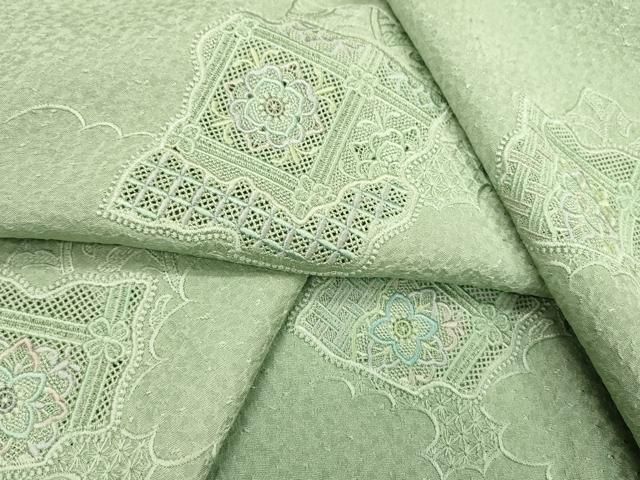 平和屋着物▽中国三大刺繍　スワトウ刺繍　汕頭刺繍　総刺繍　訪問着　単衣　天井花文　暈し染　正絹　逸品　DABD5906fe