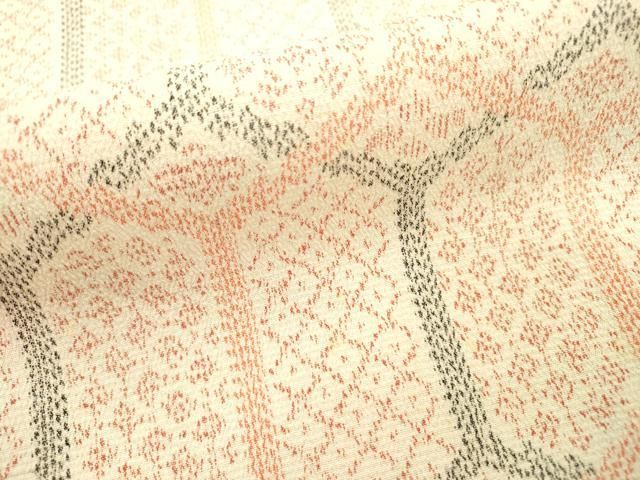 平和屋着物▽本塩沢　単衣　亀甲繋ぎ　正絹　逸品　DABD5914fe