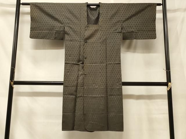 平和屋着物＃道行コート　雨コート　単衣　菱文　ロング丈　正絹　逸品　CABF8865in