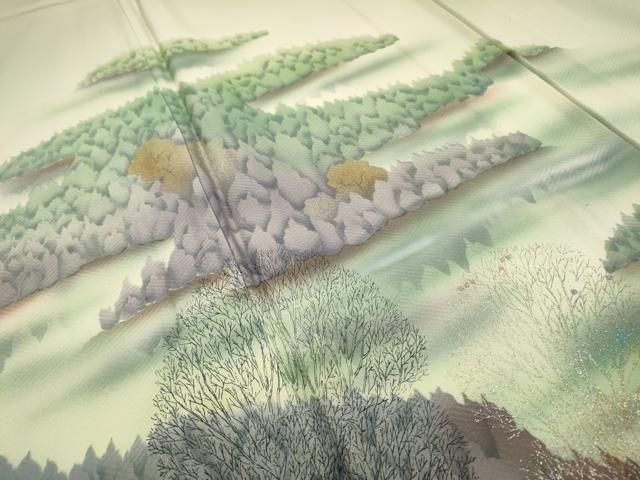 平和屋着物▽訪問着 単衣 手描き 樹林風景文 暈し染 金銀彩 正絹 逸品 DABD5916fe 平和屋着物▽訪問着 単衣 手描き 樹林風景文 暈し染 金銀彩 正絹 逸品 DABD5916fe