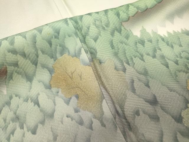 平和屋着物▽訪問着 単衣 手描き 樹林風景文 暈し染 金銀彩 正絹 逸品 DABD5916fe 平和屋着物▽訪問着 単衣 手描き 樹林風景文 暈し染 金銀彩 正絹 逸品 DABD5916fe