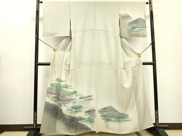 平和屋着物▽訪問着 単衣 手描き 樹林風景文 暈し染 金銀彩 正絹 逸品 DABD5916fe