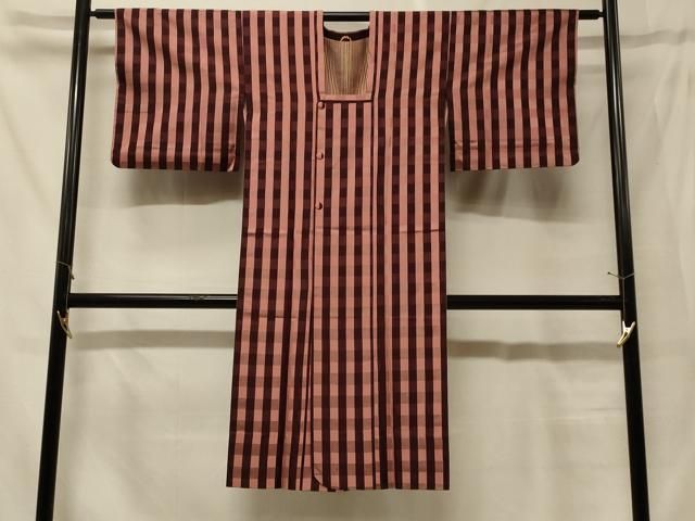 平和屋着物#道行コート 雨コート 格子柄 正絹 逸品 CABF8868in