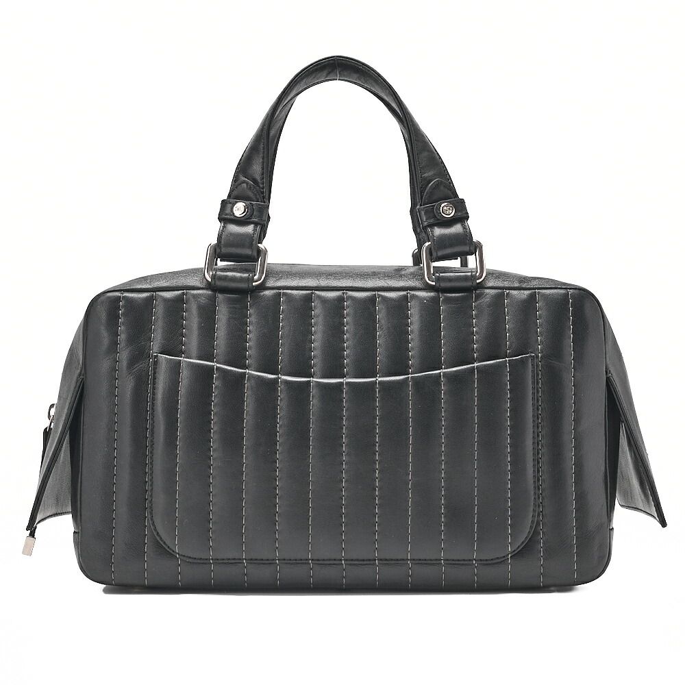 CHANEL シャネル ラムスキン　マドモアゼル　ハンドバッグ　黒　 シルバー金具 ブランド【中古】【送料無料】 ショルダーバッグ