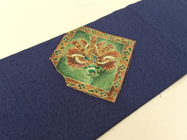 平和屋着物●九寸名古屋帯 ひげ紬 更紗菱文 金彩 正絹 逸品 CABF0774vp 平和屋着物●九寸名古屋帯 ひげ紬 更紗菱文 金彩 正絹 逸品 CABF0774vp
