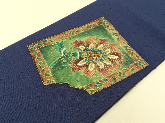 平和屋着物●九寸名古屋帯 ひげ紬 更紗菱文 金彩 正絹 逸品 CABF0774vp 平和屋着物●九寸名古屋帯 ひげ紬 更紗菱文 金彩 正絹 逸品 CABF0774vp