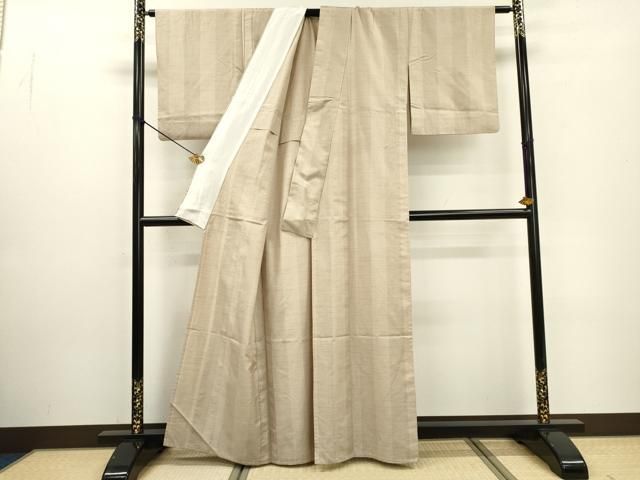 平和屋着物▽柿渋紬　単衣　粋　柿渋染　間道　証紙付き　正絹　逸品　DABD5927fe