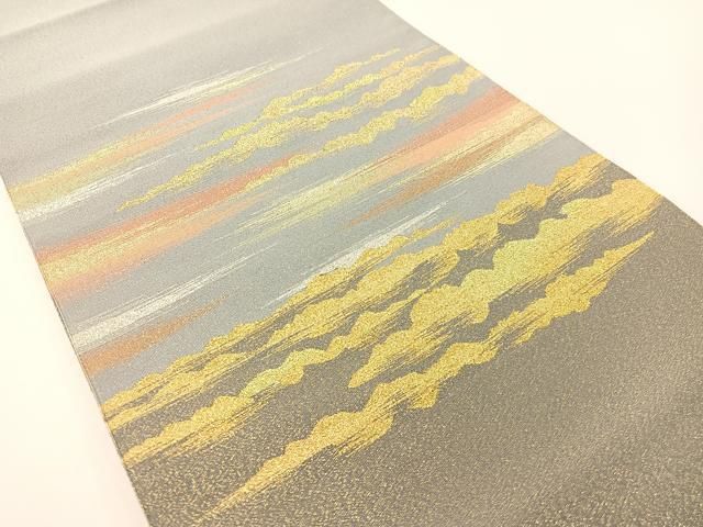 平和屋着物●爪掻き本綴れ 八寸名古屋帯 霞文 金銀糸 正絹 逸品 CABF0776vp 平和屋着物●爪掻き本綴れ 八寸名古屋帯 霞文 金銀糸 正絹 逸品 CABF0776vp