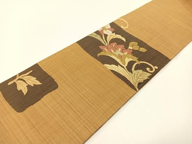 平和屋着物●九寸名古屋帯　更紗唐草文　正絹　逸品　CABF0780vp