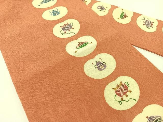 平和屋着物●九寸名古屋帯 型染め 糸巻き 瓢箪 鬼しぼ縮緬 正絹 逸品 CABF0782vp 平和屋着物●九寸名古屋帯 型染め 糸巻き 瓢箪 鬼しぼ縮緬 正絹 逸品 CABF0782vp