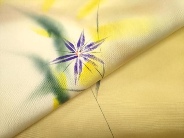 平和屋着物●虹色創家　本郷大田子　塩瀬　九寸名古屋帯　手描き　草花　正絹　逸品　DABE1819op