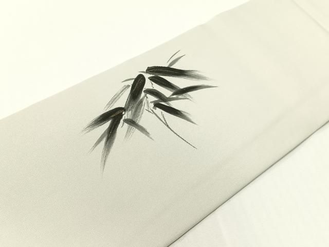 平和屋着物●塩瀬 九寸名古屋帯 作家物 手描き 笹竹文 金彩 正絹 逸品 CABG1622vp 平和屋着物●塩瀬 九寸名古屋帯 作家物 手描き 笹竹文 金彩 正絹 逸品 CABG1622vp