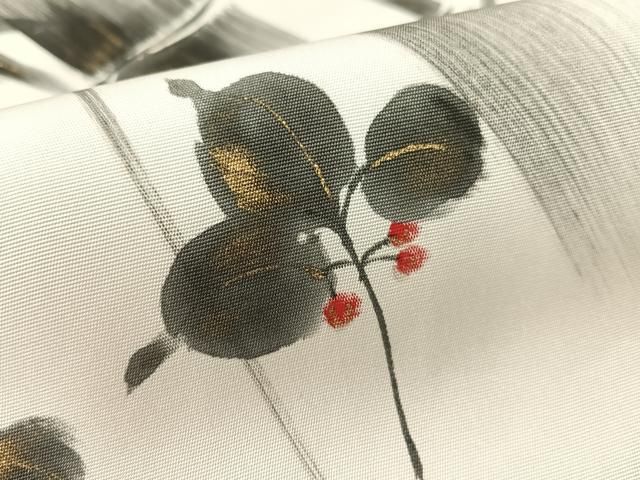 平和屋着物●塩瀬 九寸名古屋帯 作家物 手描き 笹竹文 金彩 正絹 逸品 CABG1622vp 平和屋着物●塩瀬 九寸名古屋帯 作家物 手描き 笹竹文 金彩 正絹 逸品 CABG1622vp