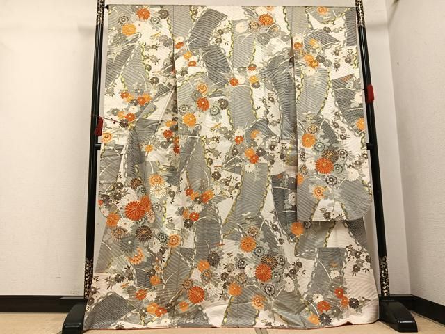 平和屋着物●豪華振袖　駒刺繍　花尽くし　金彩　正絹　逸品　AABI2963ph