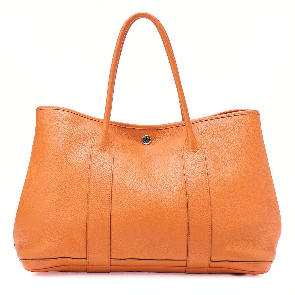 HERMES エルメス 　ガーデンパーティPM 　トートバッグ 　ネゴンダ　オレンジ　シルバー金具　 レディースバッグ　ブランド【中古】【送料無料】
