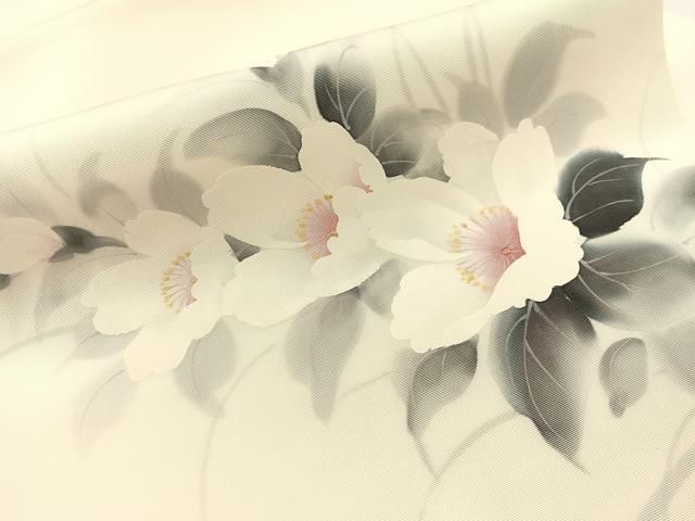 平和屋着物●塩瀬　九寸名古屋帯　作家物　手描き　草花文　金彩　逸品　CABG1624vp