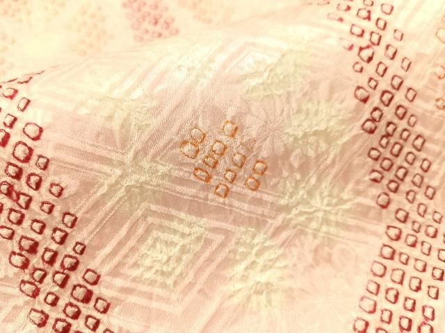 平和屋着物●九寸名古屋帯 総絞り 亀甲花文 正絹 逸品 CABG1625vp 平和屋着物●九寸名古屋帯 総絞り 亀甲花文 正絹 逸品 CABG1625vp