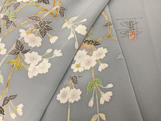平和屋着物●京加賀友禅 百貫石峰 訪問着 友禅 作家物 枝垂れ桜 正絹 逸品 AABI2964ph 平和屋着物●京加賀友禅 百貫石峰 訪問着 友禅 作家物 枝垂れ桜 正絹 逸品 AABI2964ph