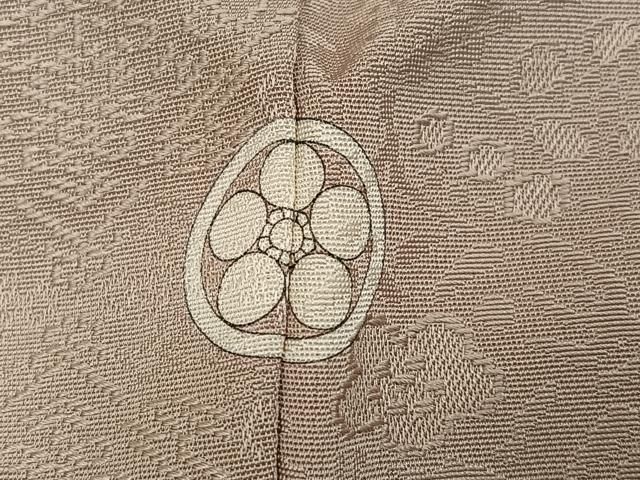 平和屋着物●上質な色無地　花唐草地紋　枯色　正絹　逸品　AABI2965ph