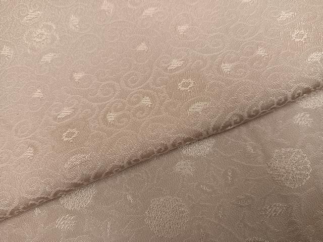 平和屋着物●上質な色無地　花唐草地紋　枯色　正絹　逸品　AABI2965ph