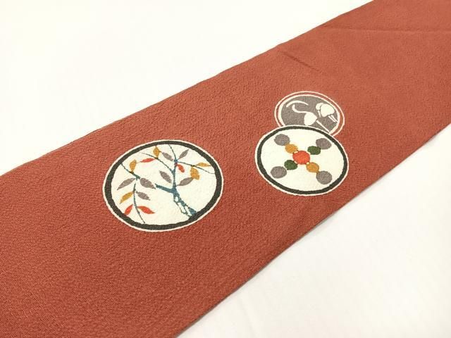 平和屋着物●九寸名古屋帯 型染め 花鳥丸文 鬼しぼ縮緬 正絹 逸品 CABG1627vp 平和屋着物●九寸名古屋帯 型染め 花鳥丸文 鬼しぼ縮緬 正絹 逸品 CABG1627vp