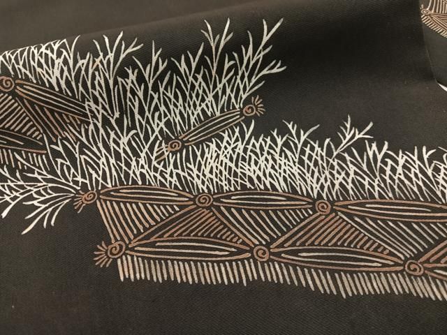 平和屋着物●塩瀬 九寸名古屋帯 ろうけつ染め 籬文 黒地 正絹 逸品 CABG1629vp 平和屋着物●塩瀬 九寸名古屋帯 ろうけつ染め 籬文 黒地 正絹 逸品 CABG1629vp