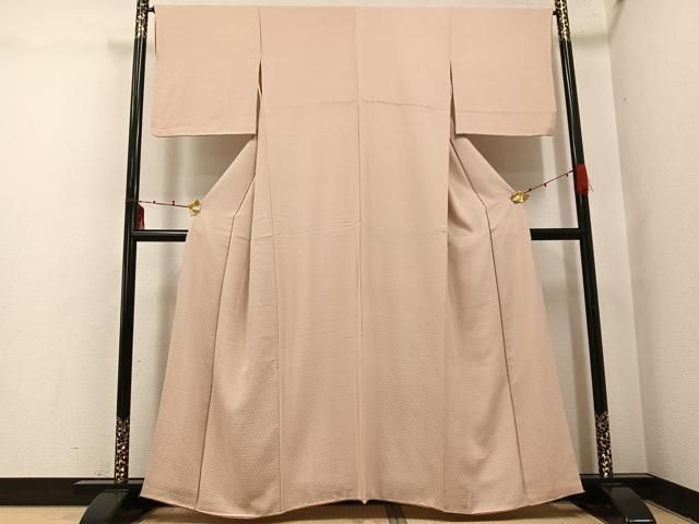 平和屋着物●お召　亀甲花地紋　香色　正絹　逸品　AABI2966ph