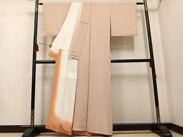 平和屋着物●お召　亀甲花地紋　香色　正絹　逸品　AABI2966ph