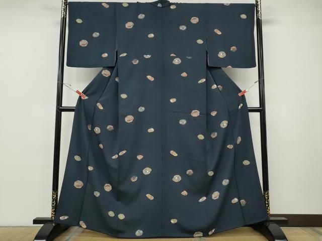 平和屋着物●上質な小紋　草花文　金彩　正絹　逸品　CABF3477ut