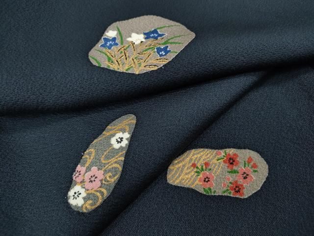 平和屋着物●上質な小紋 草花文 金彩 正絹 逸品 CABF3477ut