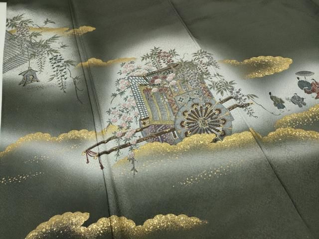 平和屋着物●豪華色留袖 作家物 御所車人物花文 暈し染め 金彩 正絹 逸品 未使用 CABF3478ut 平和屋着物●豪華色留袖 作家物 御所車人物花文 暈し染め 金彩 正絹 逸品 未使用 CABF3478ut