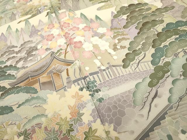 平和屋着物●高級染元　粋峰　林芳夫　京加賀友禅　訪問着　水辺風景文　暈し染　正絹　逸品　DABD5957fe