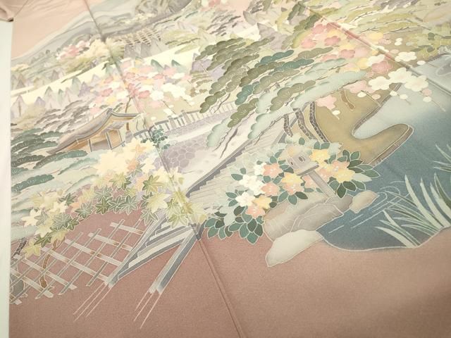 平和屋着物●高級染元　粋峰　林芳夫　京加賀友禅　訪問着　水辺風景文　暈し染　正絹　逸品　DABD5957fe