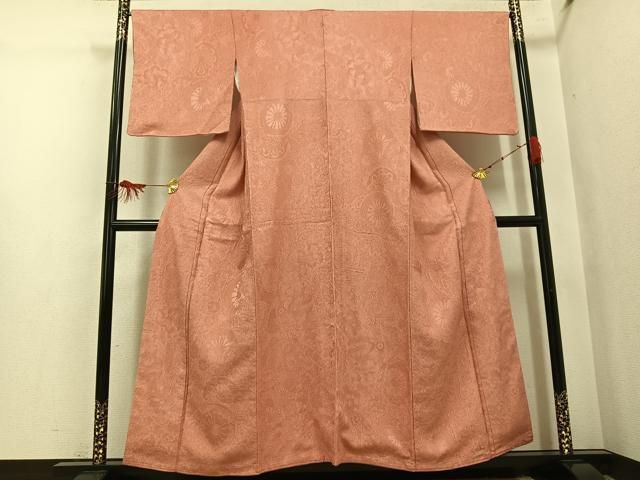 平和屋着物●上質な色無地 源氏車花地紋 宍色 正絹 逸品 AABI2969ph 平和屋着物●上質な色無地 源氏車花地紋 宍色 正絹 逸品 AABI2969ph