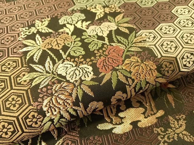 平和屋着物●六通柄袋帯　唐織　亀甲桐花文　金糸　正絹　逸品　CABG1631vp