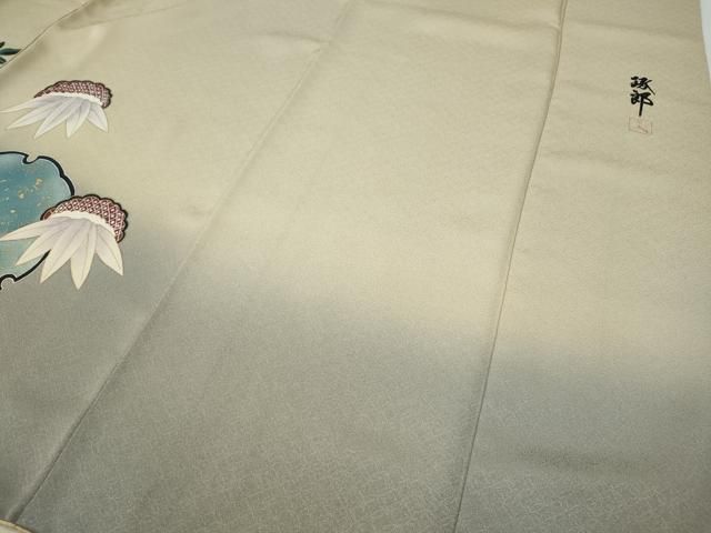 平和屋着物●訪問着 作家物 雪輪草花文 暈し染め 金彩 正絹 逸品 CABF3480ut 平和屋着物●訪問着 作家物 雪輪草花文 暈し染め 金彩 正絹 逸品 CABF3480ut