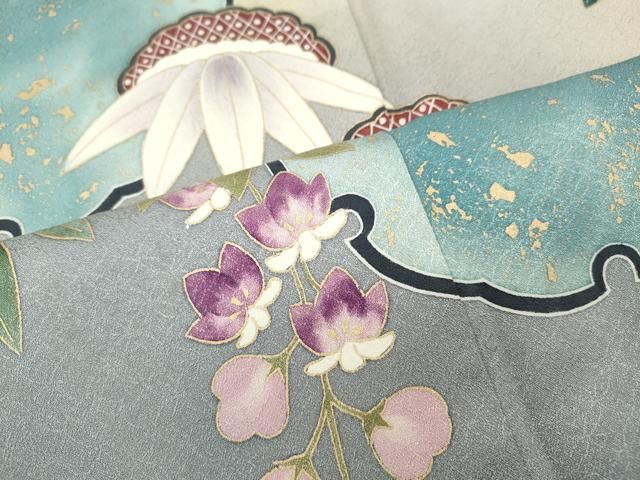 平和屋着物●訪問着 作家物 雪輪草花文 暈し染め 金彩 正絹 逸品 CABF3480ut 平和屋着物●訪問着 作家物 雪輪草花文 暈し染め 金彩 正絹 逸品 CABF3480ut