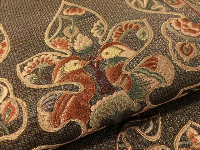 平和屋着物●ひなや工房 くむ・あむ・おる 伊豆蔵明彦 太鼓柄袋帯 総刺繍 双鳥更紗吉祥文 金糸 正絹 逸品 CABG1635vp 平和屋着物●ひなや工房 くむ・あむ・おる 伊豆蔵明彦 太鼓柄袋帯 総刺繍 双鳥更紗吉祥文 金糸 正絹 逸品 CABG1635vp