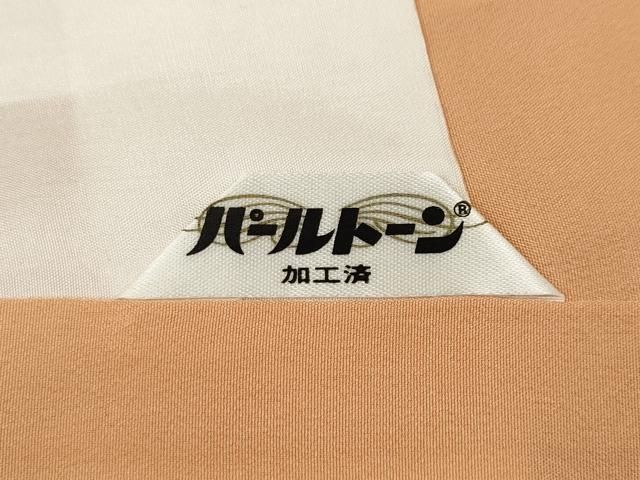 平和屋着物●上質な色無地　芝草花地紋　赤香色　正絹　逸品　CABF3483ut