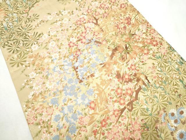 平和屋着物●六通柄袋帯　唐織　加賀の美匠　金糸　正絹　逸品　CABF8759hy