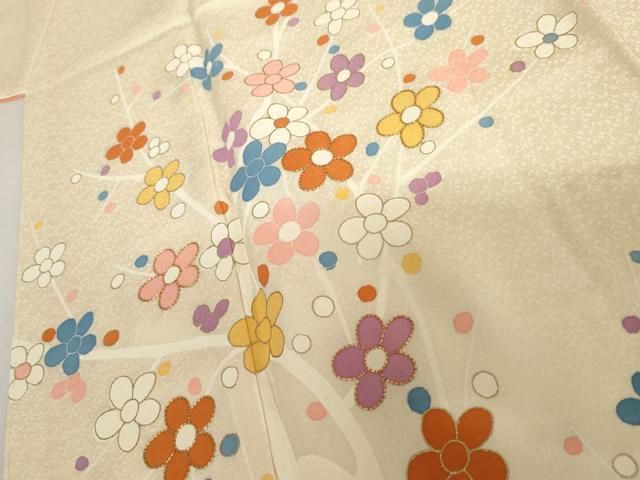 平和屋着物●訪問着　友禅　枝梅　金彩　正絹　逸品　AABI2555cs