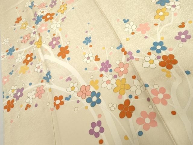 平和屋着物●訪問着　友禅　枝梅　金彩　正絹　逸品　AABI2555cs