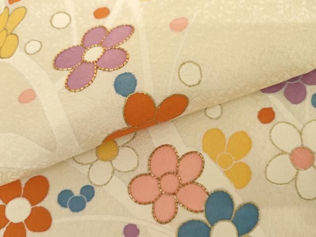 平和屋着物●訪問着　友禅　枝梅　金彩　正絹　逸品　AABI2555cs