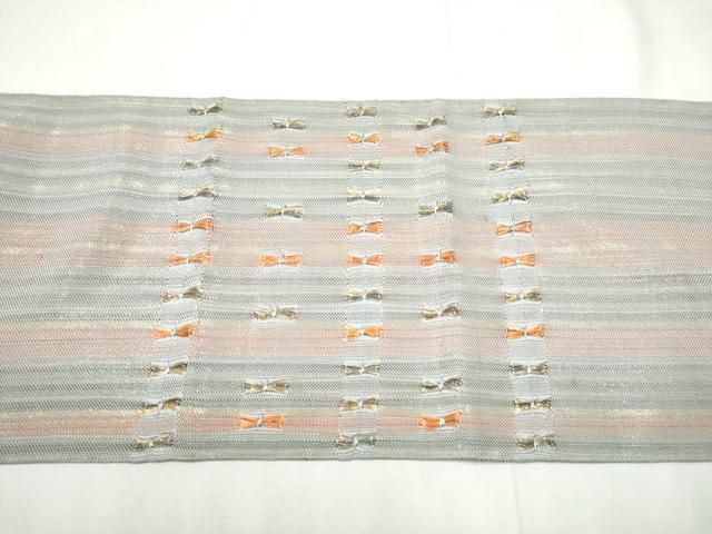 平和屋着物●太鼓柄袋帯　もじり織　縞　金糸　正絹　逸品　CABF8760hy