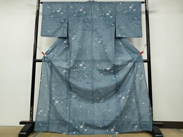 平和屋着物＊夏物　小紋　絽　草花文　さんび謹製　ロング丈　洗える着物　CABF3575ut