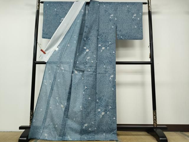 平和屋着物＊夏物　小紋　絽　草花文　さんび謹製　ロング丈　洗える着物　CABF3575ut