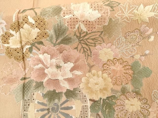 平和屋着物●訪問着 中国三大刺繍 汕頭刺繍 スワトウ刺繍 花車文 暈し染め 金糸 金彩 正絹 逸品 AABI2556cs 平和屋着物●訪問着 中国三大刺繍 汕頭刺繍 スワトウ刺繍 花車文 暈し染め 金糸 金彩 正絹 逸品 AABI2556cs