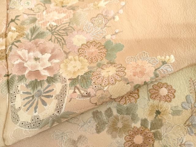 平和屋着物●訪問着 中国三大刺繍 汕頭刺繍 スワトウ刺繍 花車文 暈し染め 金糸 金彩 正絹 逸品 AABI2556cs 平和屋着物●訪問着 中国三大刺繍 汕頭刺繍 スワトウ刺繍 花車文 暈し染め 金糸 金彩 正絹 逸品 AABI2556cs